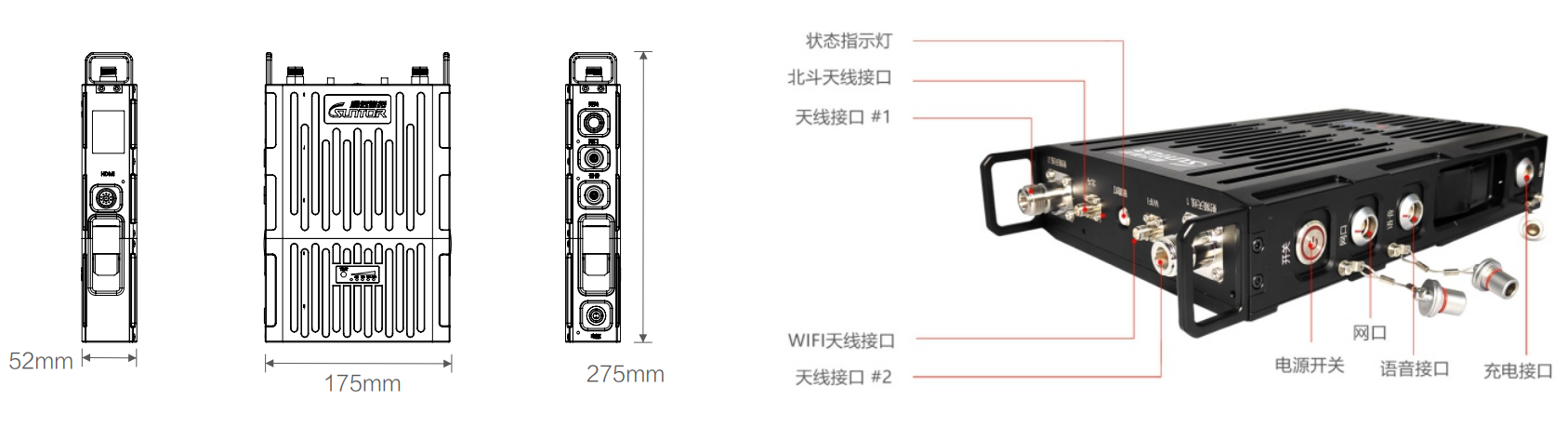 單兵背負式電臺尺寸接口